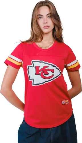 Vista 21 de Ultra Game Women's NFL Official Soft Mesh Varsity Stripe T-Shirt