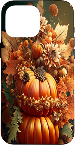Vista 19 de iPhone 16 Vintage hojas caídas otoño calabaza especia feliz otoño caso