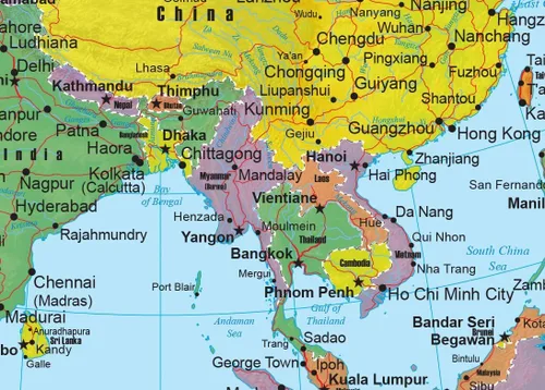 Vista 2 de Swiftmaps - Mapa de Asia para pared, edición geopolítica (18 x 22 pulgadas, laminado)