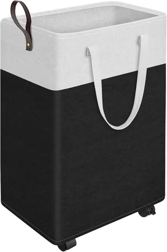 Vista 15 de HomeHacks - Cesta de lavandería rodante de 75L con ruedas, cesta de ropa plegable e impermeable, cesta de ropa móvil, contenedores de almacenamiento