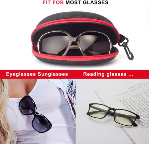 Vista 3 de RayLove Paquete de 3 fundas de gafas de sol portátiles con cremallera y gancho