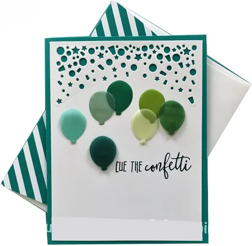 Vista 3 de Juego de sellos y troqueles de feliz cumpleaños para hacer tarjetas, sellos transparentes y troqueles de corte de metal para álbumes de recortes