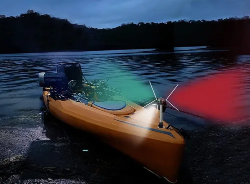 Vista 6 de MARINE SYSTEM - Luz LED de arco de navegación bicolor rojo y verde con luz de trabajo blanca para barco, pontón, yate, skeeter con poste estándar