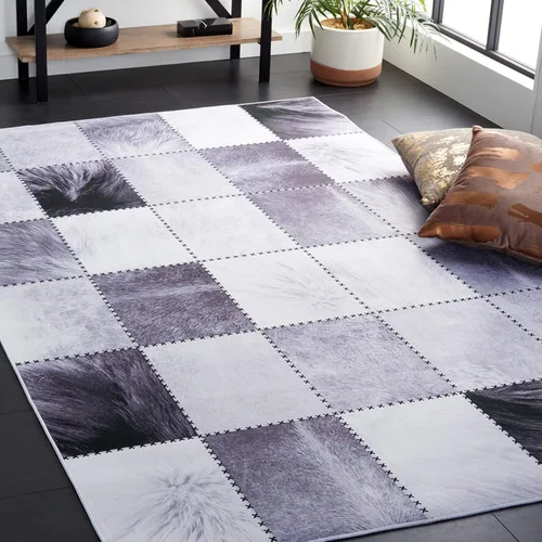 Vista 11 de SAFAVIEH Colección de alfombras lavables de piel sintética, alfombra de pasillo de 2 pies 6 pulgadas x 8 pies, beige y marrón, antideslizante