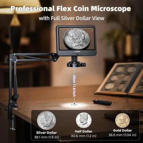 Vista 3 de JL109A 10,1" microscopio digital con pantalla, soporte de brazo flexible