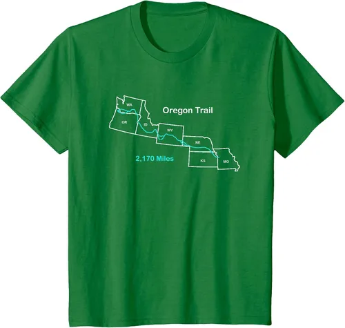 Vista 35 de Route Map of The Oregon National Historic Trail T-Shirt Asphalt Grey