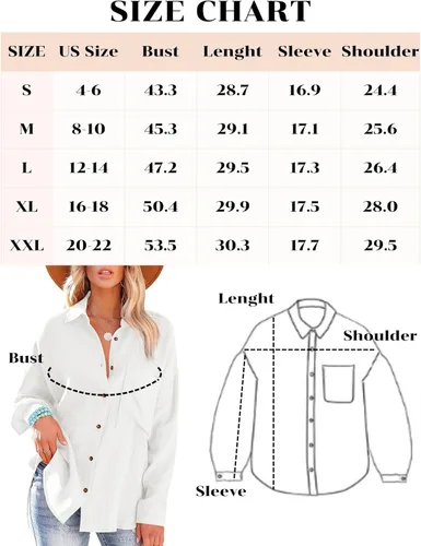 Vista 6 de Camisas de gran tamaño con botones para mujer, de algodón, de manga larga, blusas de trabajo
