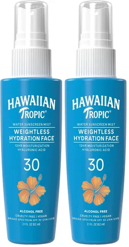 Vista 10 de Hawaiian Tropic Bruma de agua de hidratación sin peso para rostro SPF 30, 2.1 onzas líquidas, spray hidratante de niebla facial SPF
