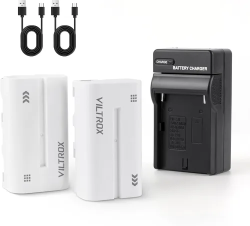 Vista 5 de VILTROX Paquete de 2 baterías recargables de iones de litio con puerto USB-C de 2200 mAh NP-F550 para luz de videoconferencia VILTROX 116T 200T