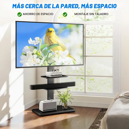 Vista 7 de Rfiver Soporte de TV de piso con 2 estantes para televisores de 32 a 75