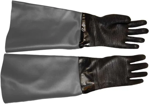 Vista 4 de Guantes para gabinete de chorro de arena con chorro de arena, 6 x 24 pulgadas, fabricados en Estados Unidos, tamaño grande
