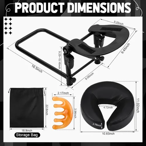 Vista 2 de Reposacabezas de masaje para cama con bolsa de almacenamiento, masajeador de cuero cabelludo, soporte de cabeza de masaje de cuero ajustable