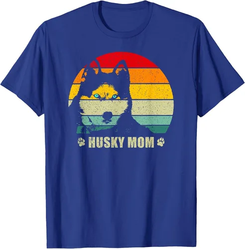 Vista 39 de Husky Mom Retro Dog Lover Mother Siberian Huskies Tee Women T-Shirt Asphalt Grey
