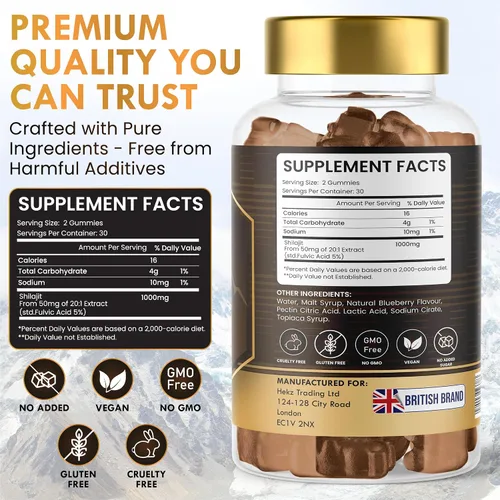 Vista 7 de Shilajit - Gomitas Shilajit para hombres y mujeres, Shilajit del Himalaya con más de 85 minerales, refuerzo de energía y apoyo de inmunidad, 30000