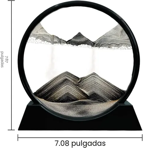 Vista 4 de ANBOER - Marco redondo de vidrio con arena movediza diseño 3D de mar profundo, paisaje de arena relajante para escritorio, hogar, oficina, trabajo