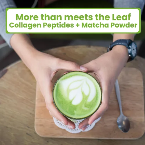 Vista 3 de Latte de colágeno Matcha prémium Fabricado en Japón con colágeno marino hidrolizado especial y auténtico matcha japonés Sin edulcorantes