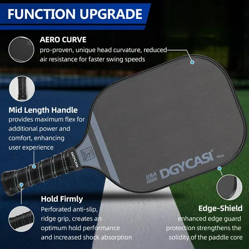 Vista 4 de YC DGYCASI Paletas profesionales de pickleball de 0.630 in, aprobada por USAPA 2025 T700 remo de fibra de carbono (CFS), núcleo de panal ligero