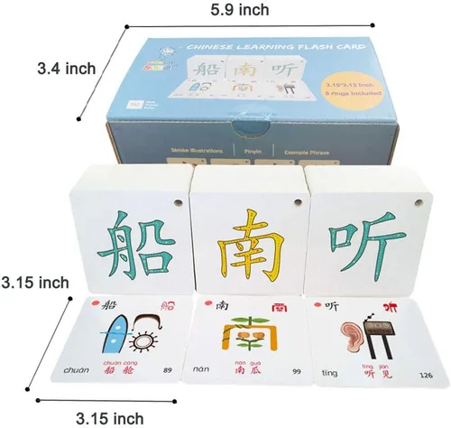 Vista 4 de Símbolos jeroglíficos de pictografía alfabeto chino aprendizaje Color Flash Tarjetas de memoria Mandarín Edición de caracteres simplificados, Pinyin