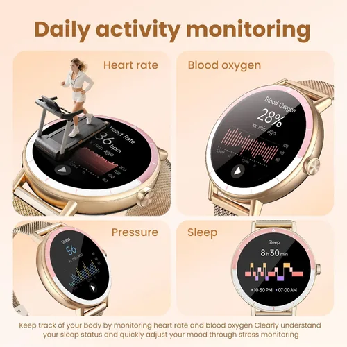 Vista 3 de KEEPONFIT Reloj inteligente para hombres/mujeres Android y iPhone, pantalla táctil de 1.27" (3,23 cm), rastreador de fitness con responder/hacer