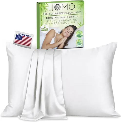 Vista 10 de Fundas de almohada con cremallera, tamaño estándar 26 x 20 pulgadas, 100% viscosa derivada de bambú, paquete de 2, color crema, fundas de almohada
