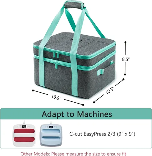 Vista 2 de MYBAGZING Funda de transporte de doble capa compatible con Cricut EasyPress 2 (9 x 9), bolsa de prensa térmica resistente, funda de almacenamiento