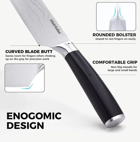 Vista 6 de Cuchillo Nakiri - Cuchillo de verduras de 7" de corte preciso, cuchillo de cocina de acero de alto carbono, cuchillo de chef japonés multiusos