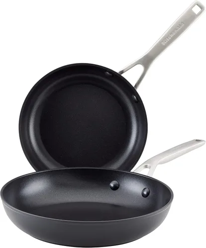 Vista 19 de KitchenAid - Juego de ollas y sartenes antiadherentes de inducción con anodizado duro, 10 piezas, color negro mate Juego de utensilios de cocina