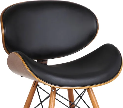 Vista 7 de Armen Living Cassie - Silla de comedor en piel sintética negra y acabado de madera de nogal, 20 pulgadas de profundidad x 21 pulgadas de ancho x 31