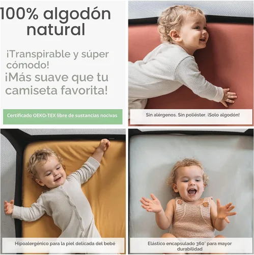 Vista 3 de Sábanas de moisés para el moisés para dormir 4moms Mamaroo, se ajusta a colchón de moisés ovalado de 18 x 30 pulgadas, 100% algodón jersey suave