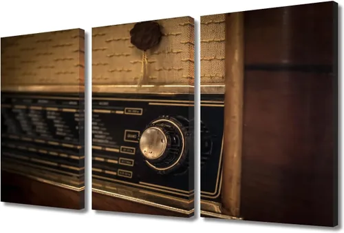 Vista 40 de TUMOVO Arte de pared de estilo retro, grupo de dispositivos electrónicos antiguos de radio, pinturas de imágenes, 3 piezas, lienzo, decoración
