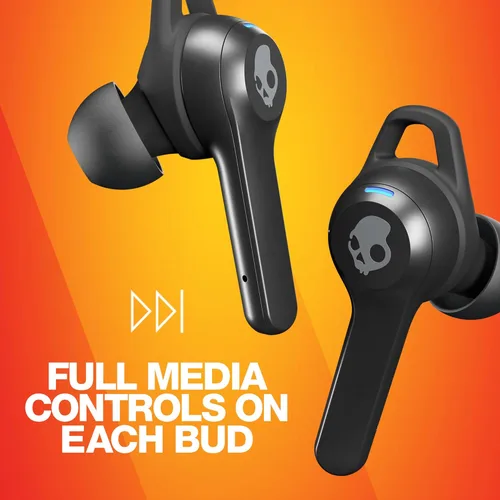 Vista 5 de Skullcandy Indy Fuel - Auriculares inalámbricos intraurales, carga inalámbrica, batería de 30 horas, micrófono, funciona con dispositivos iPhone