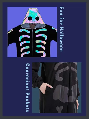 Vista 7 de Pijama mameluco para adultos, disfraz unisex de animales de Halloween, ropa de dormir para hombres y mujeres, traje de cosplay cómodo y divertido