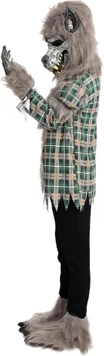 Vista 2 de Disfraz unisex de hombre lobo verde con máscara, guantes y funda de zapatos