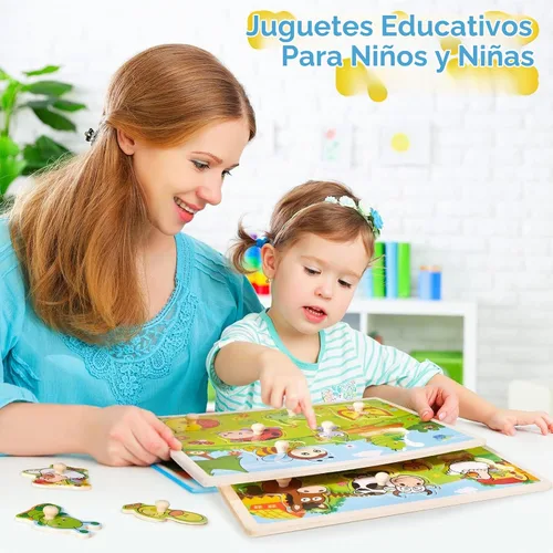 Vista 7 de Chivao - Juego de 8 rompecabezas de madera para animales, vehículos