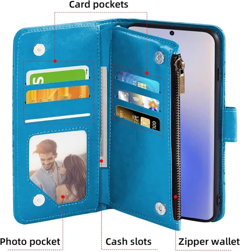 Vista 3 de Asuwish Funda de teléfono para Samsung Galaxy Note 20 Glaxay Note20 5G con protector de pantalla de vidrio templado y soporte para tarjeta de Azul