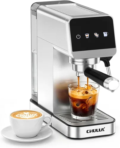 Vista 9 de CHULUX Elite - Máquina de café espresso con varita de vapor para capuchino Gris metálico