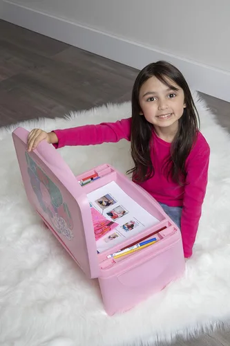 Vista 9 de Peppa Pig Escritorio de regazo para niños con almacenamiento, tapa plegable y diseño plegable, portátil para viajes o uso en la cama en casa, ideal