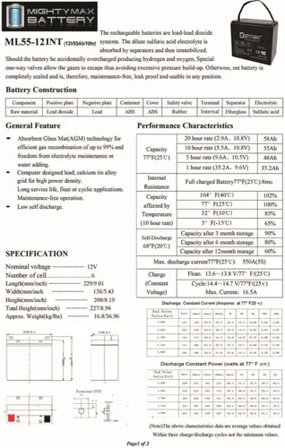 Vista 6 de Mighty Max Battery Batería de repuesto de rosca interna de 12V 55Ah para Quantum QG Edge NF55-2 Pack