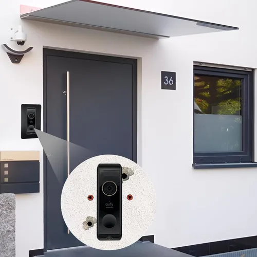Vista 4 de Placa frontal de acero inoxidable, accesorios para UE - timbre de video - Fy/Video Doorbell, E340, 2K HD, S330, C30, C31, delgado, soporte, placa