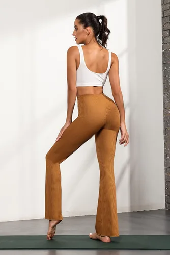 Vista 8 de Vssjavun Pantalones acampanados para mujer pantalones de yoga de pierna ancha cintura alta pantalones fluidos para descansar