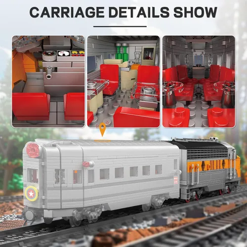 Vista 10 de Mould King 12018 Juego de Bloques de Construcción de Tren, Kits de Locomotora de Combustión Interna EMD F7 con Control Remoto/App, Modelo a Escala