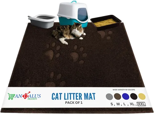 Vista 44 de Andalus Tapete Pequeño para Arena de Gatos, Paquete de 2 - Impermeable, Antideslizante y Fácil de Limpiar, Tapete para Caja de Arena de Gatos
