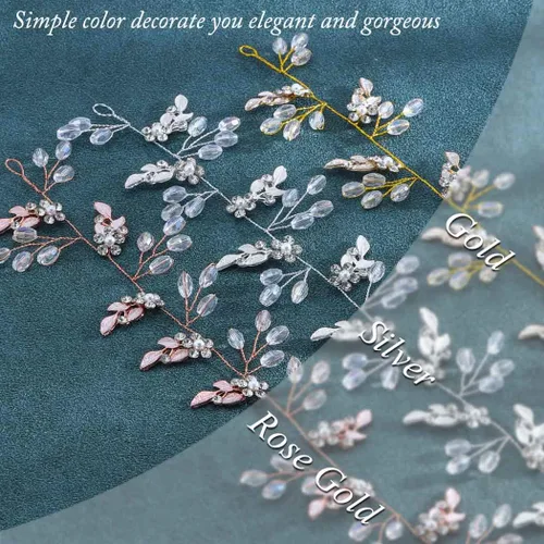 Vista 2 de Unicra Diadema larga con diamantes de imitación de cristal para mujeres y niñas (dorado)