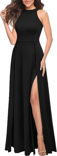 Vista 3 de MUSHARE Vestido largo formal sexy con cuello halter para mujer