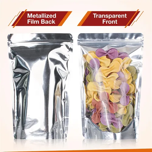 Vista 3 de Paquete de 200-100 bolsas de Mylar medianas y grandes - Bolsas frontales transparentes de pie