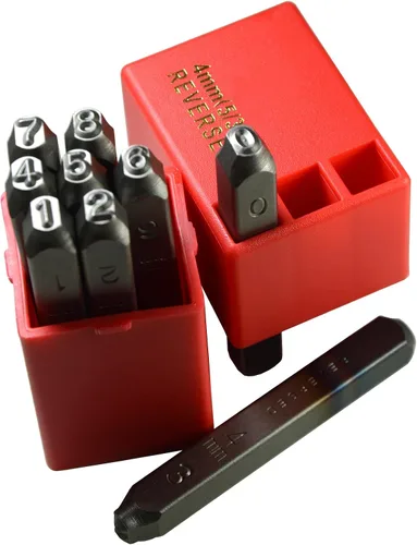 Vista 56 de Juego de 27 sellos de acero resistente con letras mayúsculas de 3/64" 1mm, kit de punzones de alfabeto para estampado a mano de caracteres, código