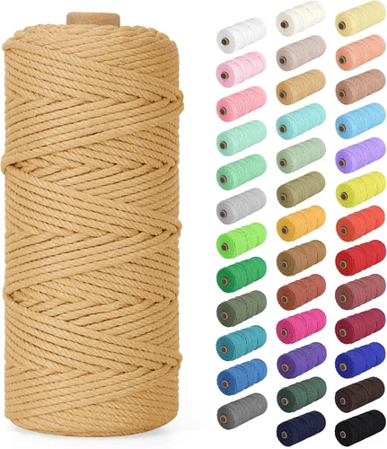 Vista 53 de Cuerda de macramé de 0.079 in x 220 yardas (656 pies), cuerda de algodón natural para colgar en la pared, ganchos de plantas, manualidades Verde