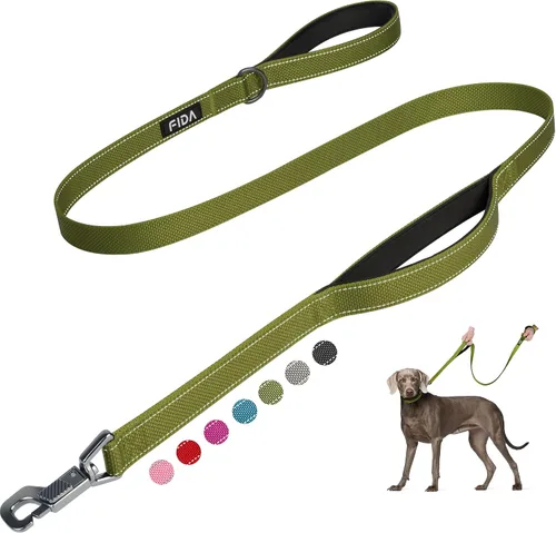 Vista 32 de Fida Correa resistente de 4 pies para perro con 2 cómodas asas acolchadas, asa de tráfico y gancho avanzado de fácil presión, correa reflectante