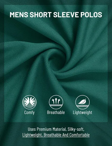 Vista 5 de MAGCOMSEN Camisas polo para hombre, 3 botones, casuales, de trabajo, secado rápido, manga corta, camisa de golf, piqué, rendimiento al aire libre