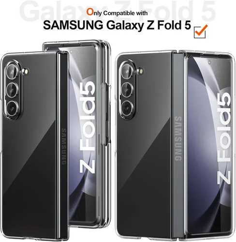 Vista 2 de Foluu Funda transparente para Samsung Galaxy Z Fold 5 con protector de pantalla frontal integrado, resistente a los arañazos, carcasa protectora
